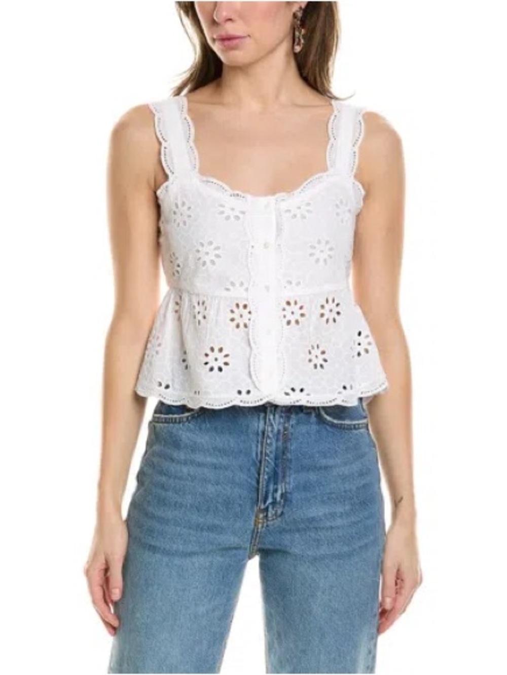 The Kooples Floral Eyelet Emboidered Peplum Top